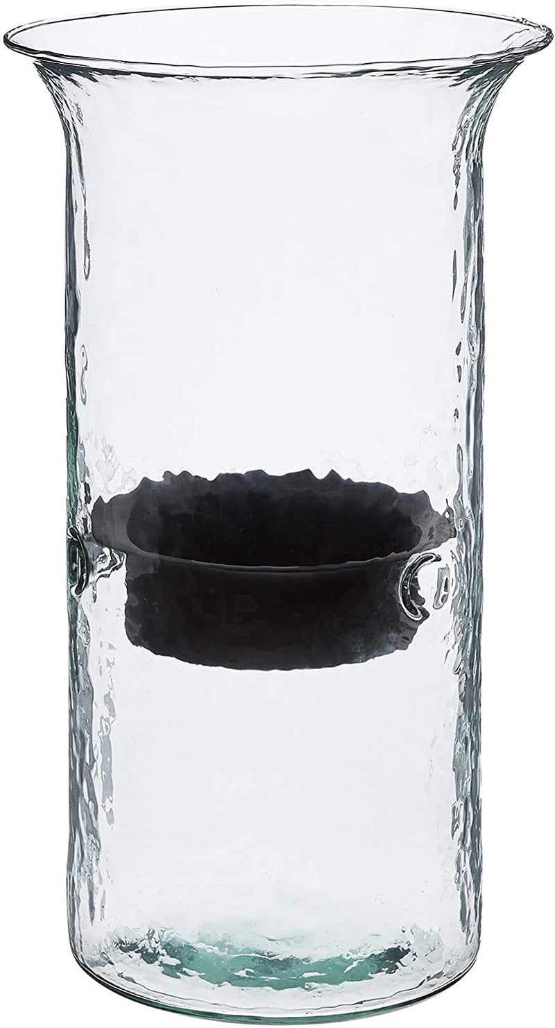 First of a Kind Glass Hurricane Pillar Candle Holder with Rustic Metal Insert, Perfect as a Centerpiece (Medium) - Image 4